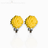 November Chrysanthemum Birth Flower - Clip-On Earrings